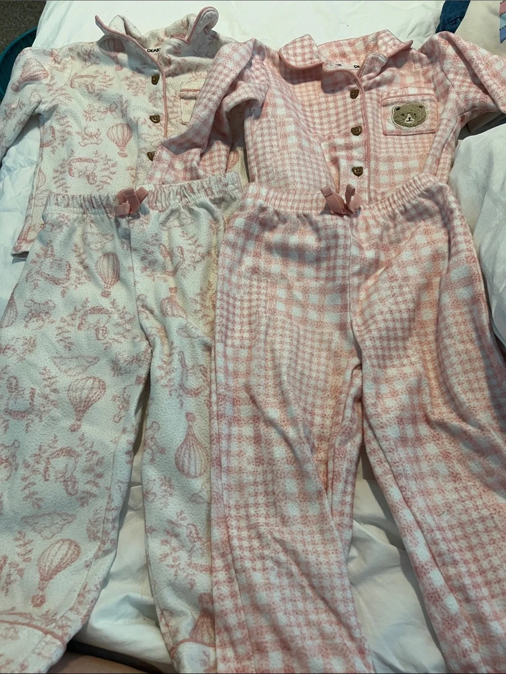 Bear Paw Children's Pink and white Pajama Set - Soft Bear & Pattern Styles